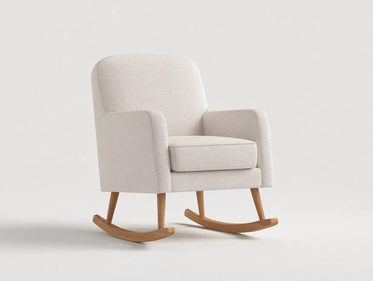 Mecedora 78x72x98 cm – beige – tapizada con base de madera estilo moderno para sala de estar-Liviahahaus