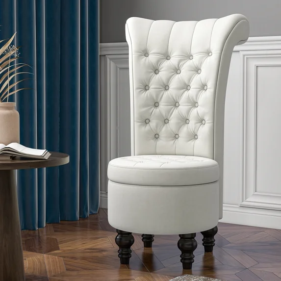 GETYES Velvet Accent Armchair with Storage, White