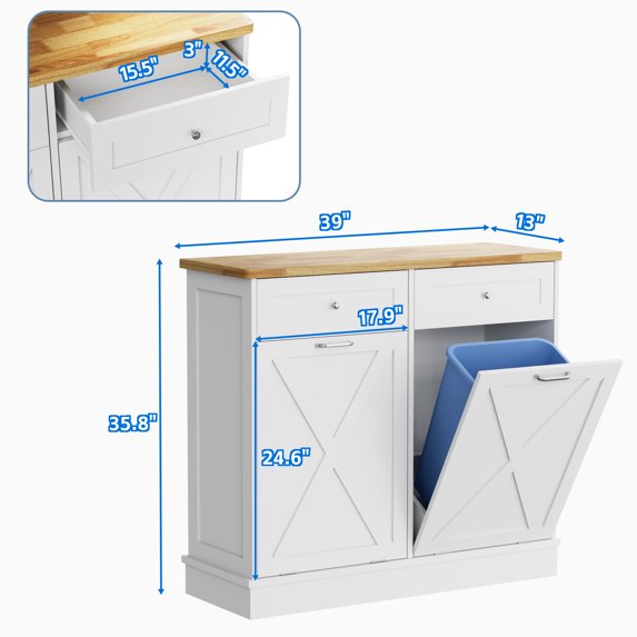 GETYES Tilt-Out Waste and Recycling Cabinet with Concealed Drawer