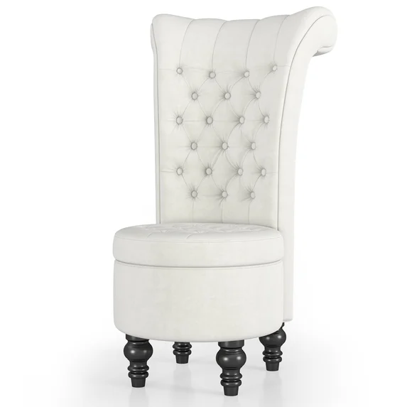 GETYES Velvet Accent Armchair with Storage, White