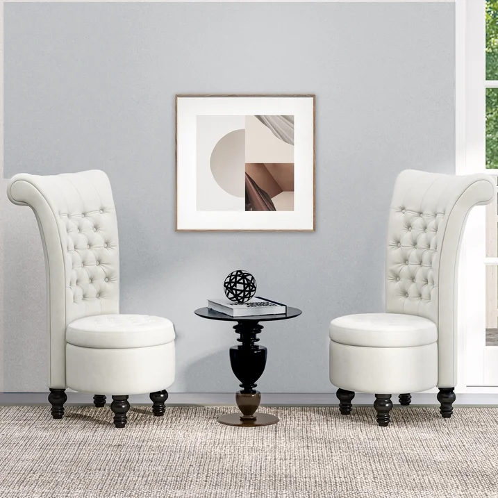 GETYES Velvet Accent Armchair with Storage, White