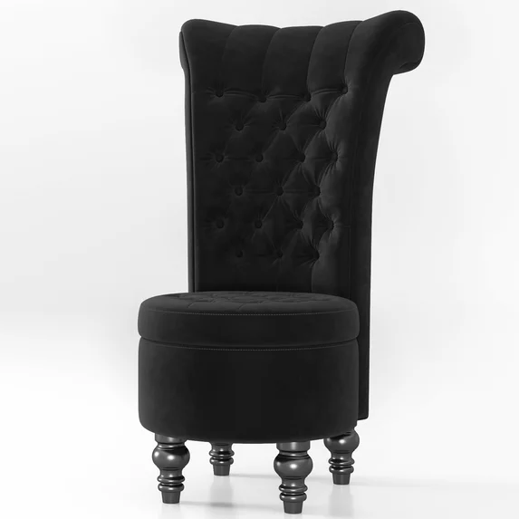 GETYES Velvet Accent Armchair with Storage, White
