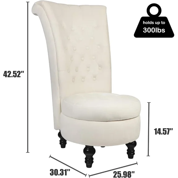 GETYES Velvet Accent Armchair with Storage, White