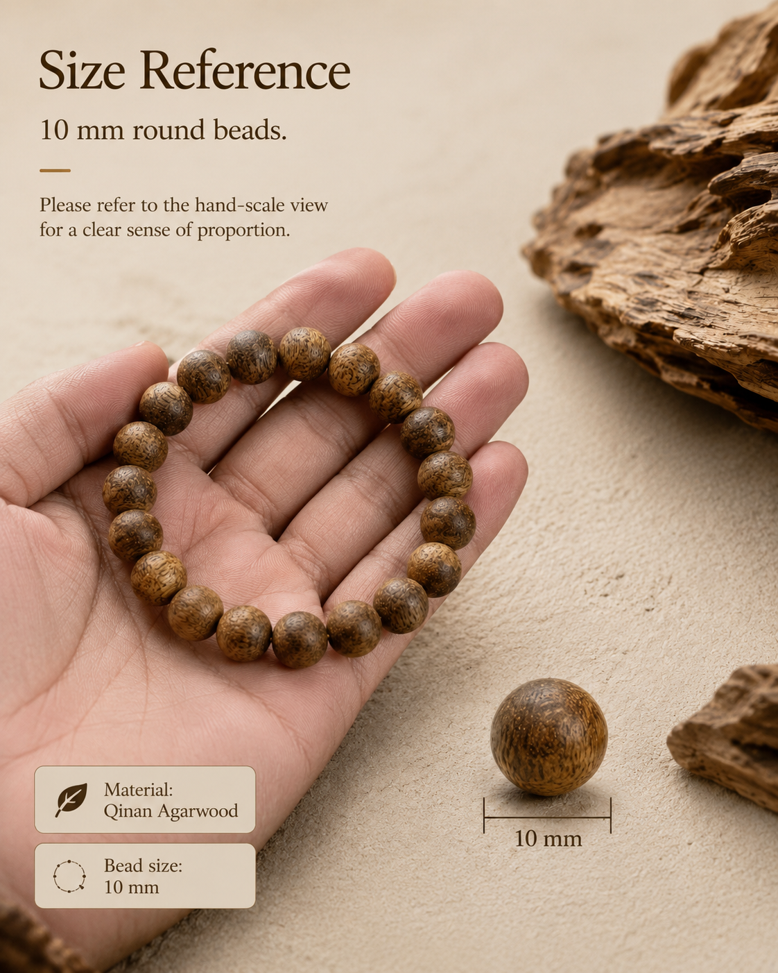 Qinvel™ Qinan Agarwood Bracelet – 10mm Natural Bead Bracelet