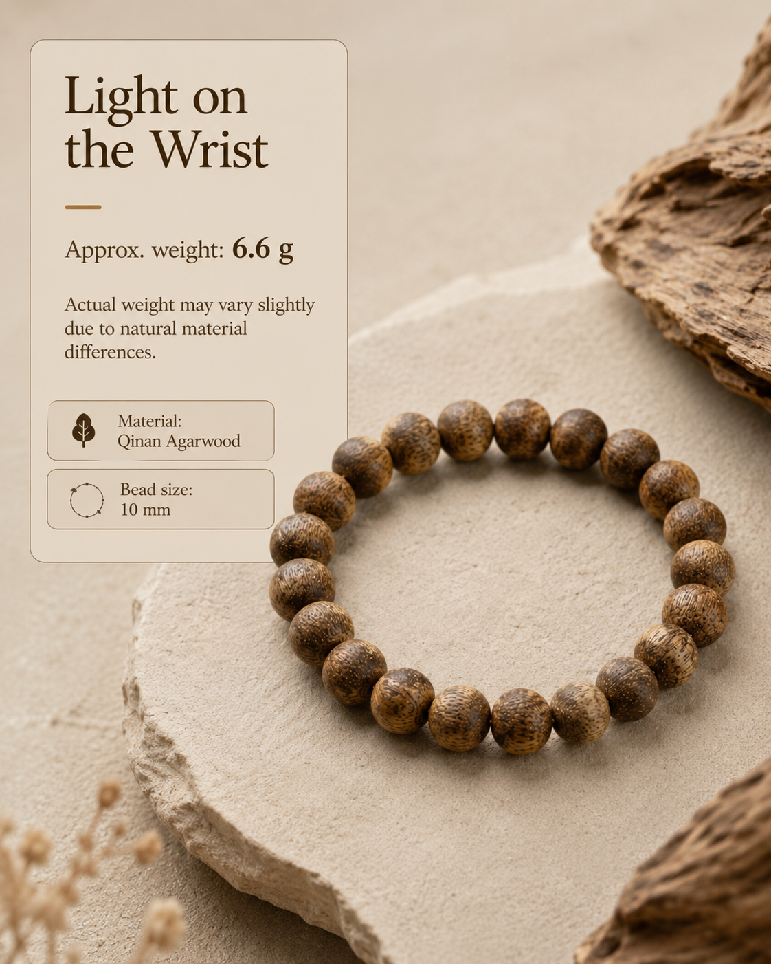 Qinvel™ Qinan Agarwood Bracelet – 10mm Natural Bead Bracelet