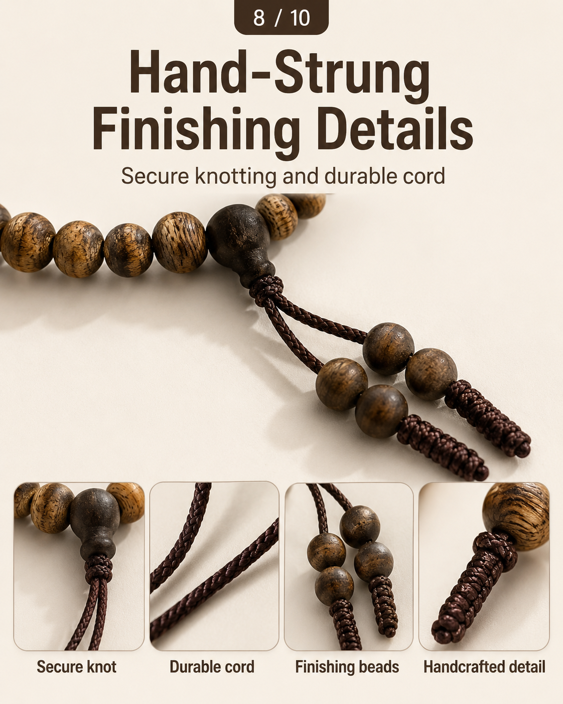 Qinvel™ Qinan Agarwood 118-Bead Mala | 6mm Round Beads | Bracelet & Necklace