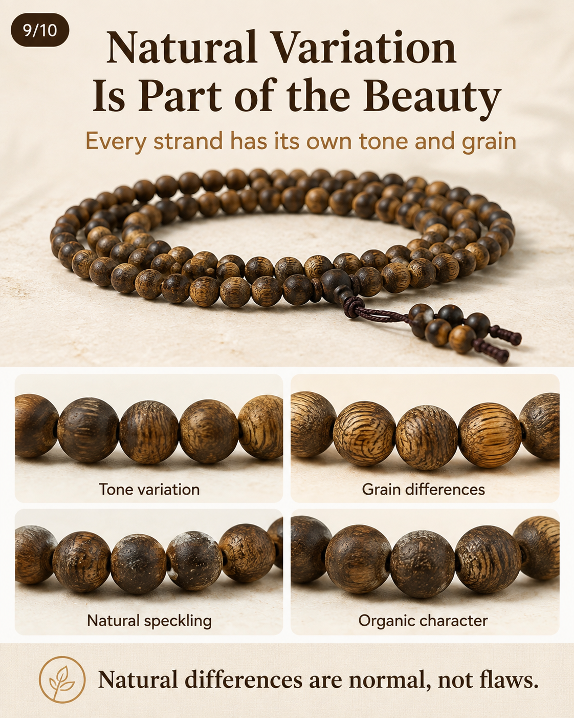 Qinvel™ Qinan Agarwood 118-Bead Mala | 6mm Round Beads | Bracelet & Necklace