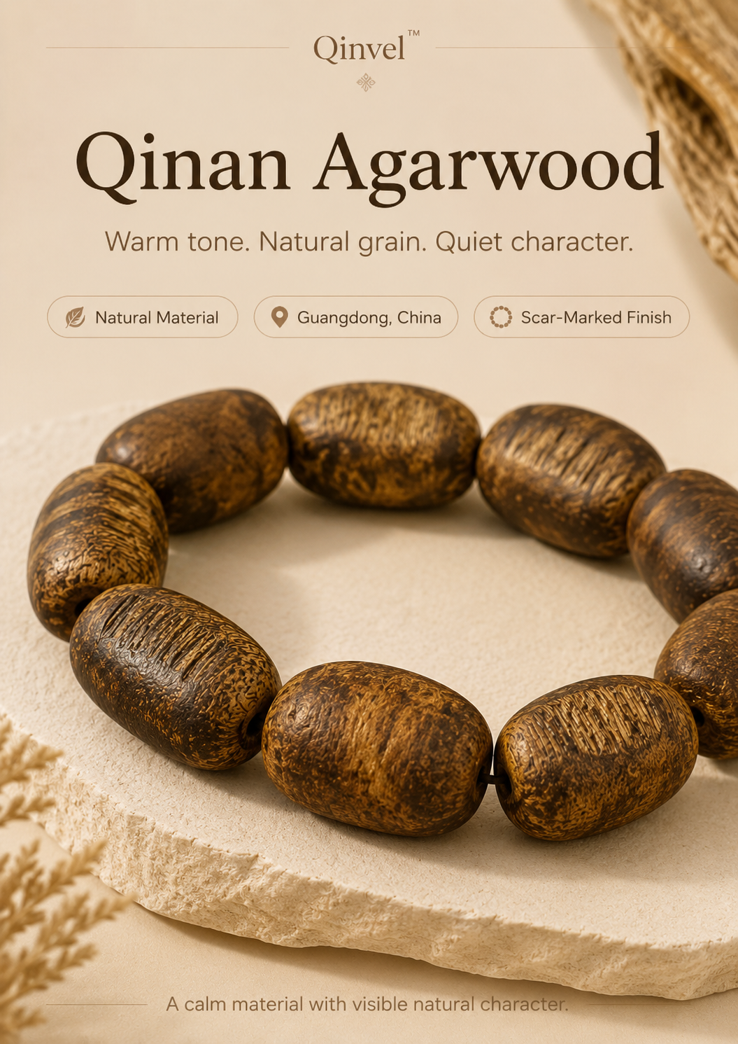 Qinvel™ Natural Scar Qinan Agarwood Bracelet