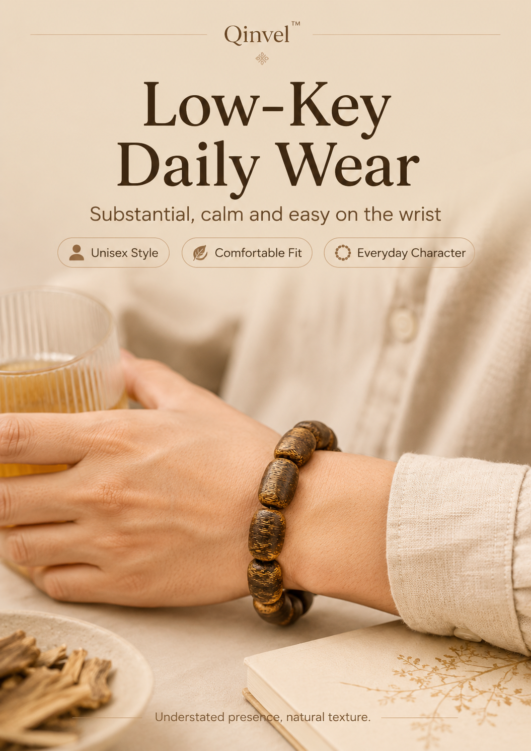 Qinvel™ Natural Scar Qinan Agarwood Bracelet