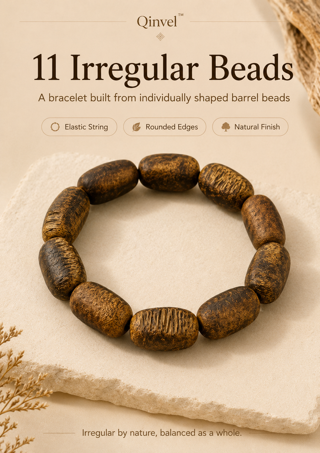 Qinvel™ Natural Scar Qinan Agarwood Bracelet