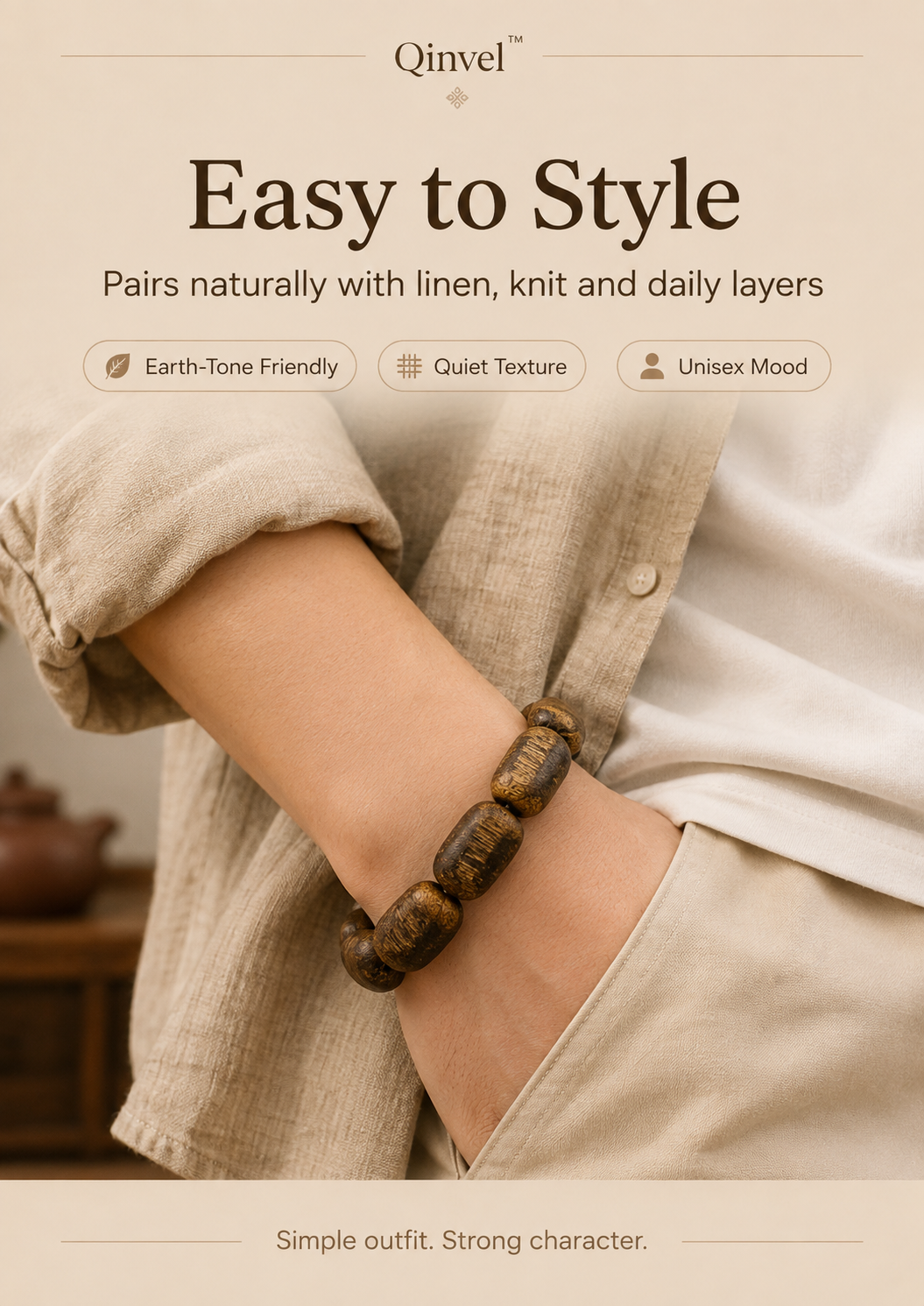 Qinvel™ Natural Scar Qinan Agarwood Bracelet