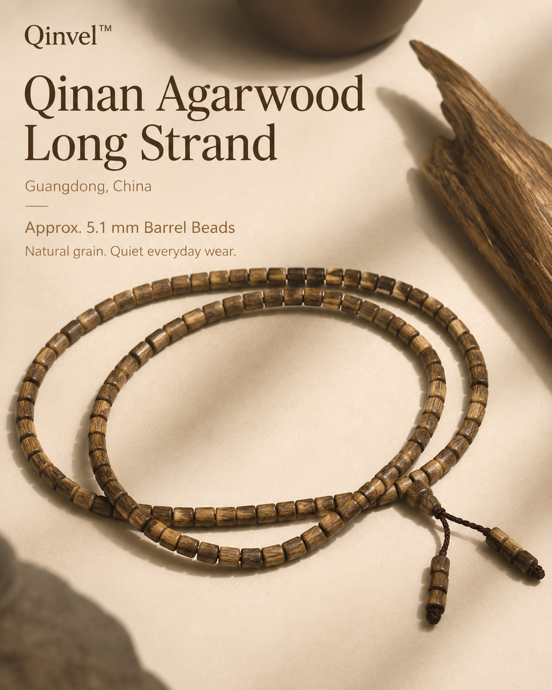 Qinvel™ Qinan Agarwood Long Strand Bracelet