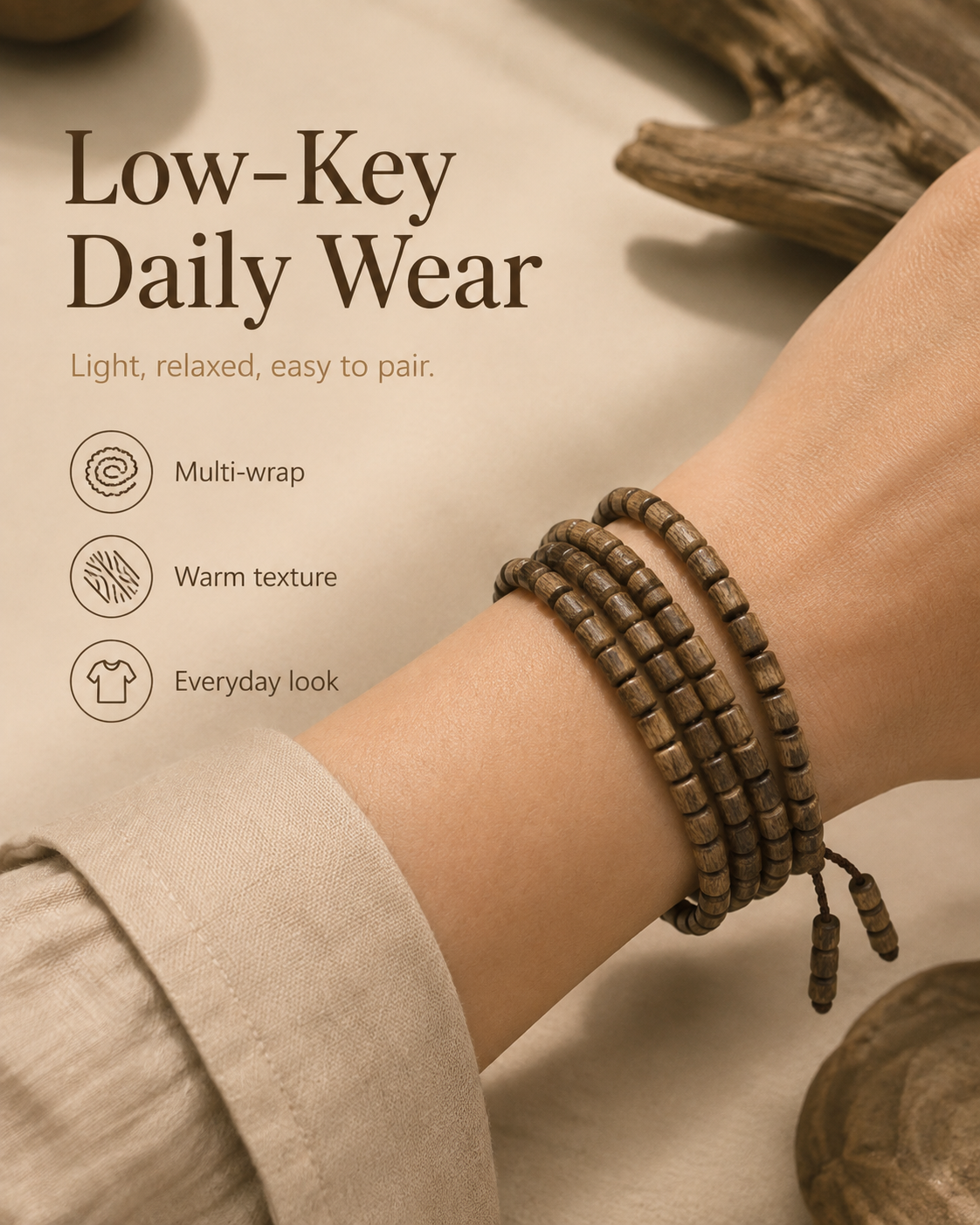 Qinvel™ Qinan Agarwood Long Strand Bracelet