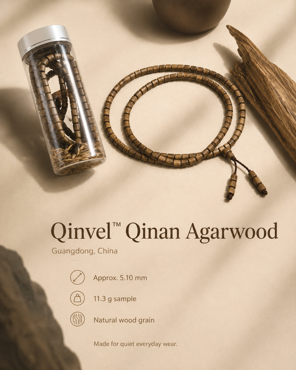 Qinvel™ Qinan Agarwood Long Strand Bracelet