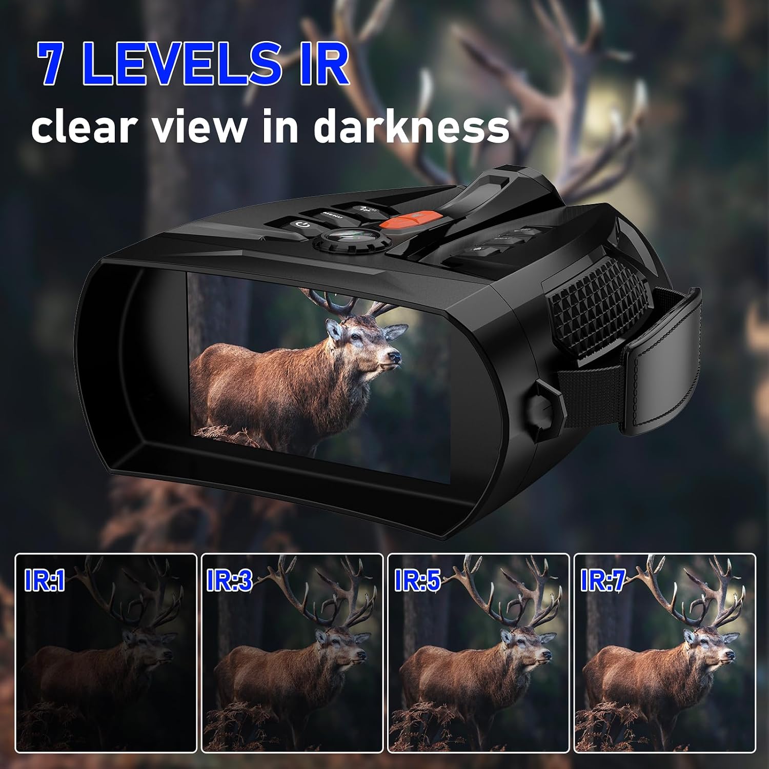 4K Night Vision Goggles with 4" Large Screen, 48MP Infrared Binoculars for Total Darkness, 10x Zoom & 2600ft Range, 5000mAh Rechargeable Battery, 32GB Card, Ideal for Hunting, Camping & Home Security