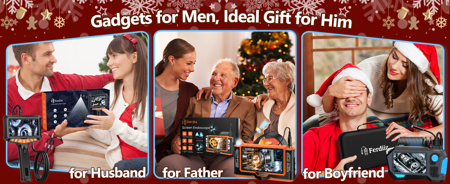Text reads 'Neue National Video Series'. Series of promotional images showing holiday-themed scenes and decorations with red color scheme.