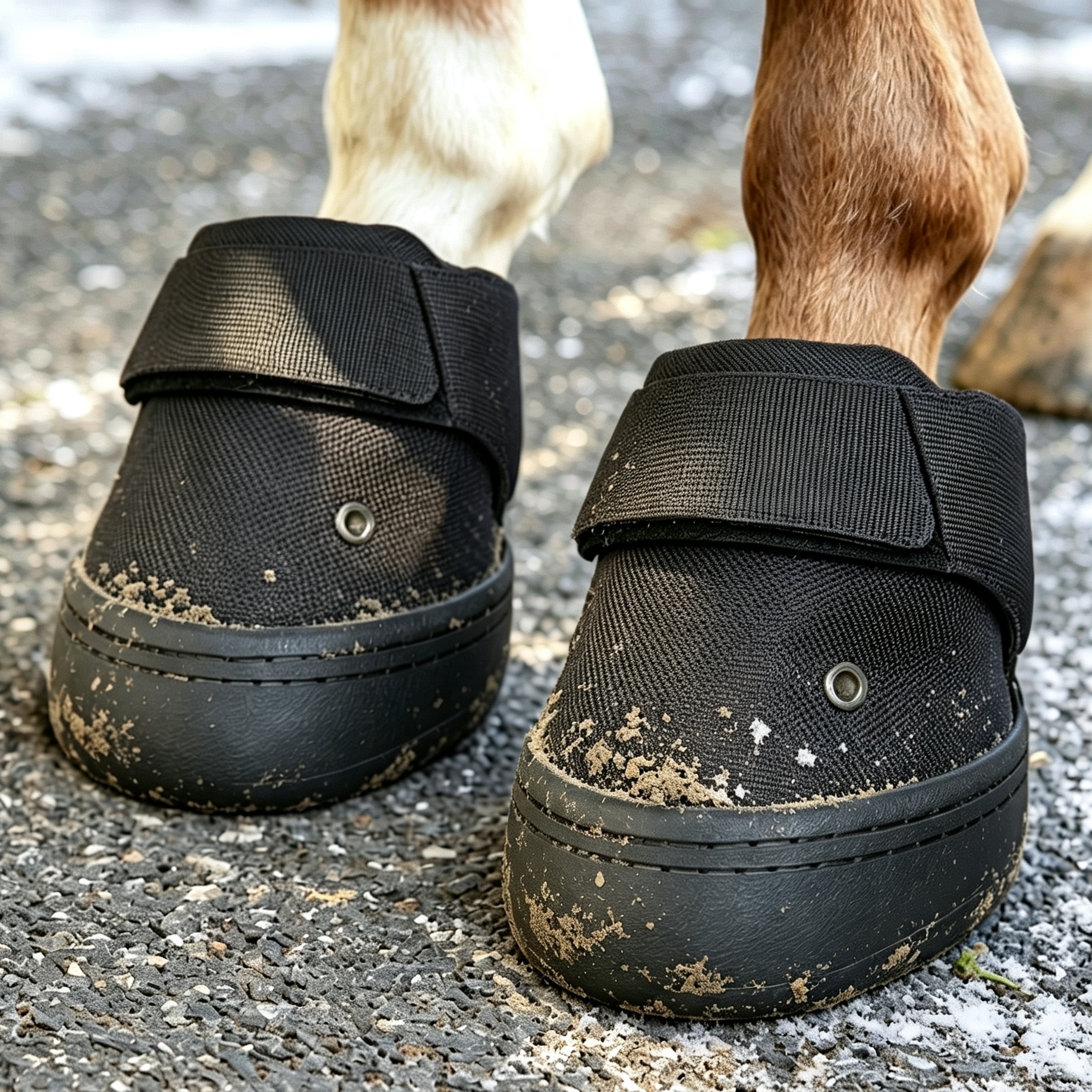 Heavy-Duty Equestrian Hoof Boots(1pair): Winter Traction & Protection. Waterproof, durable material with deep-lug sole for grip. Ideal for Nordic & UK climates.