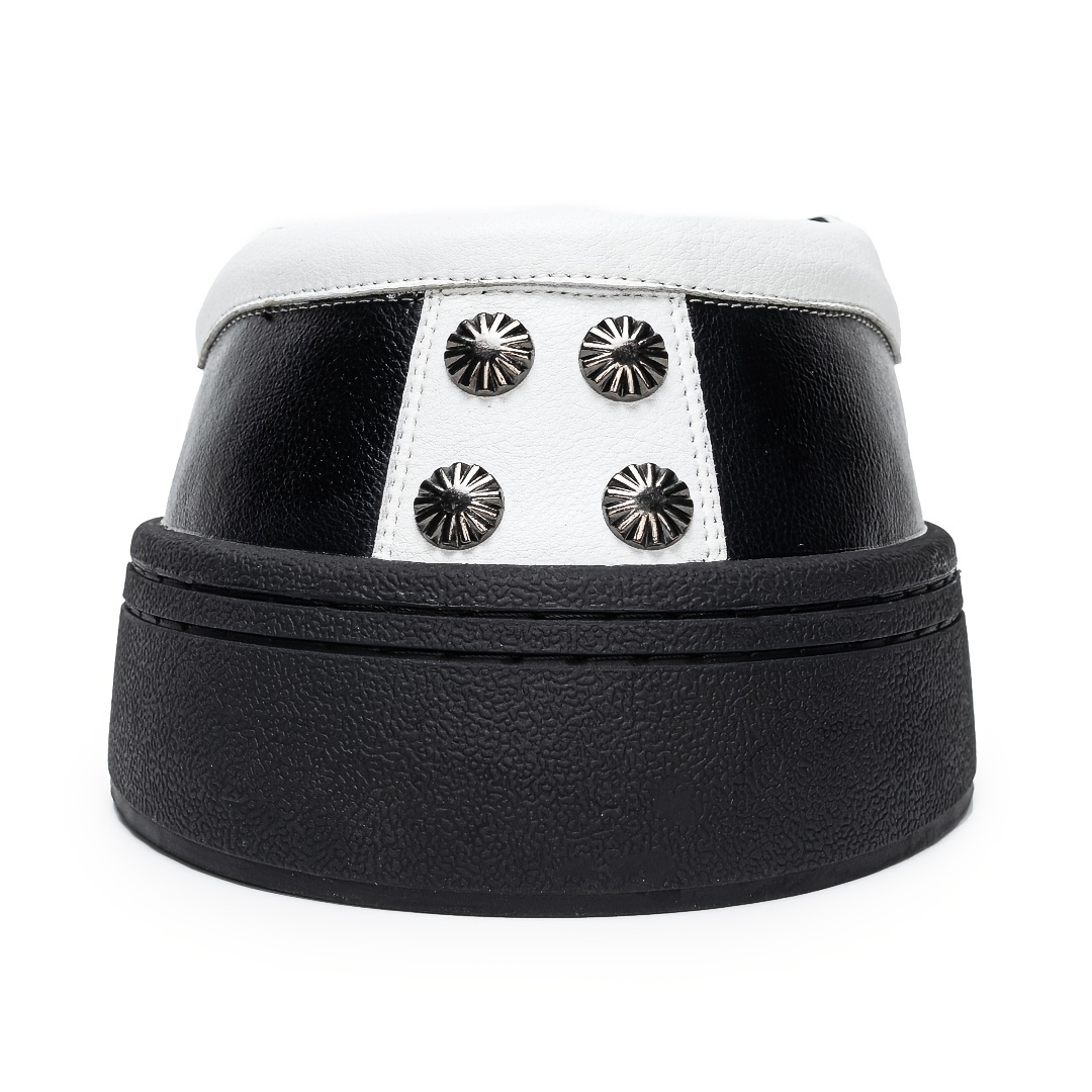 Leather Hoof Boots for Horses (1pair)– Black & White Equestrian Protective Boots with Stud Details & Heavy-Duty Sole