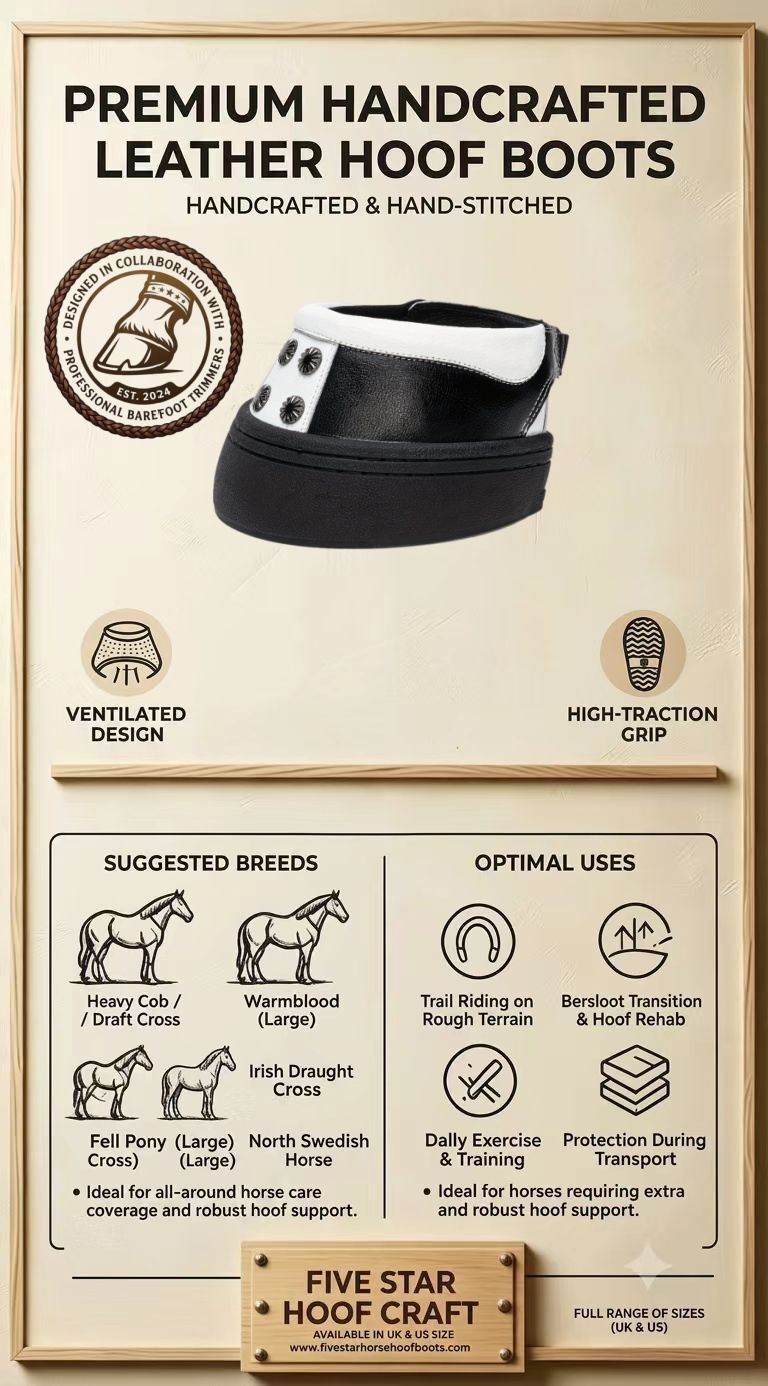 Vintage Heritage Hoof Boots (1 Pair) – Premium Leather with Antique Stud Details