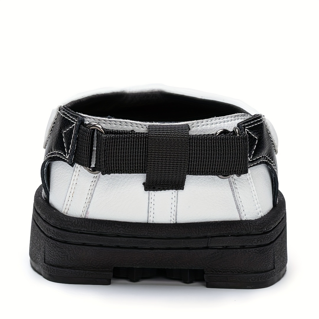 Leather Hoof Boots for Horses (1pair)– Black & White Equestrian Protective Boots with Stud Details & Heavy-Duty Sole