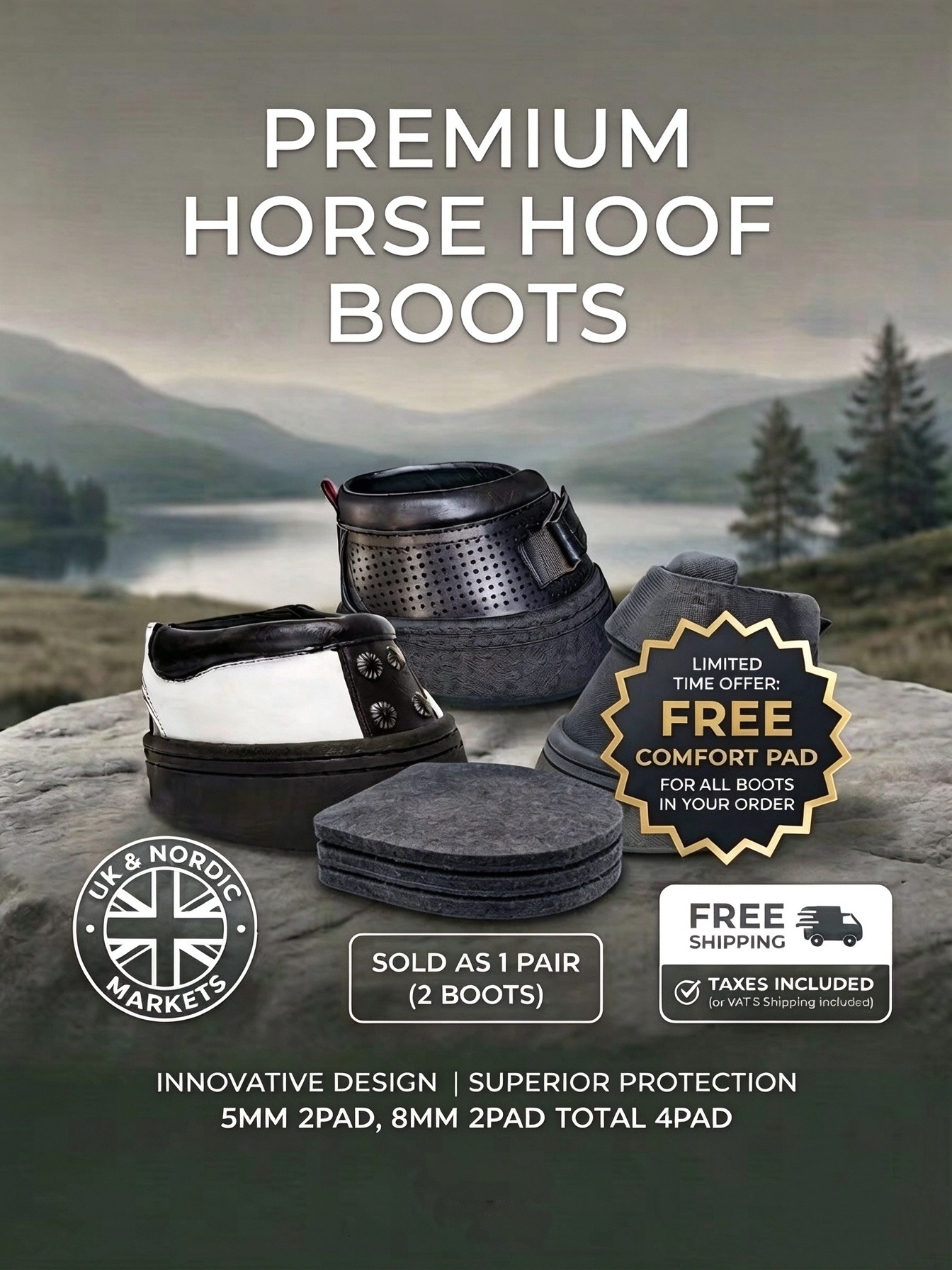 Tactical Duty Hoof Boots (1 Pair) – Heavy-Duty All-Terrain & Winter Protection  weitht:1.5kg/pair