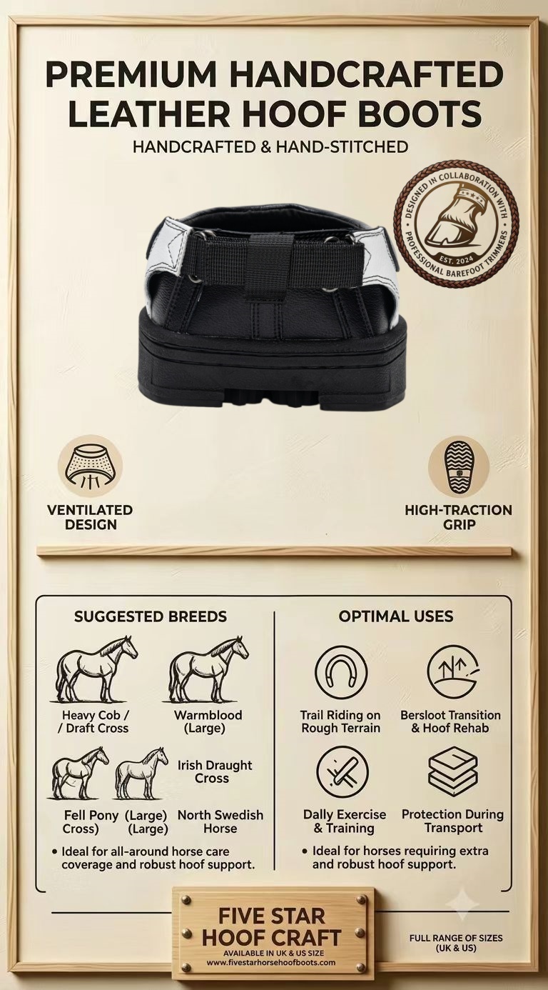  Vintage Heritage Hoof Boots (1 Pair) – Premium Leather with Antique Stud Details