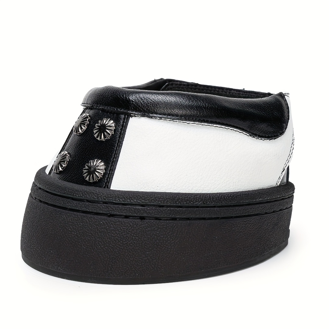 Leather Hoof Boots for Horses (1pair)– Black & White Equestrian Protective Boots with Stud Details & Heavy-Duty Sole