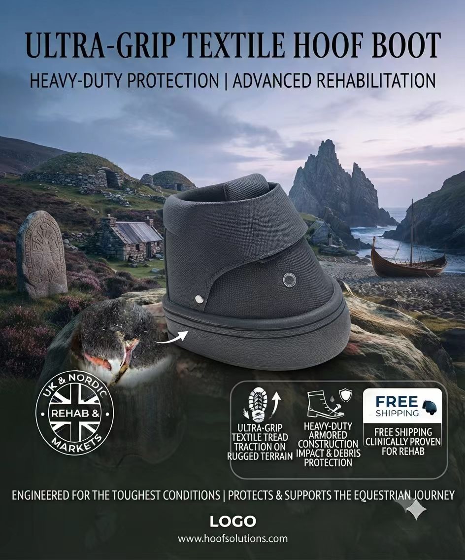 Heavy-Duty Equestrian Hoof Boots(1pair): Winter Traction & Protection. Waterproof, durable material with deep-lug sole for grip. Ideal for Nordic & UK climates.