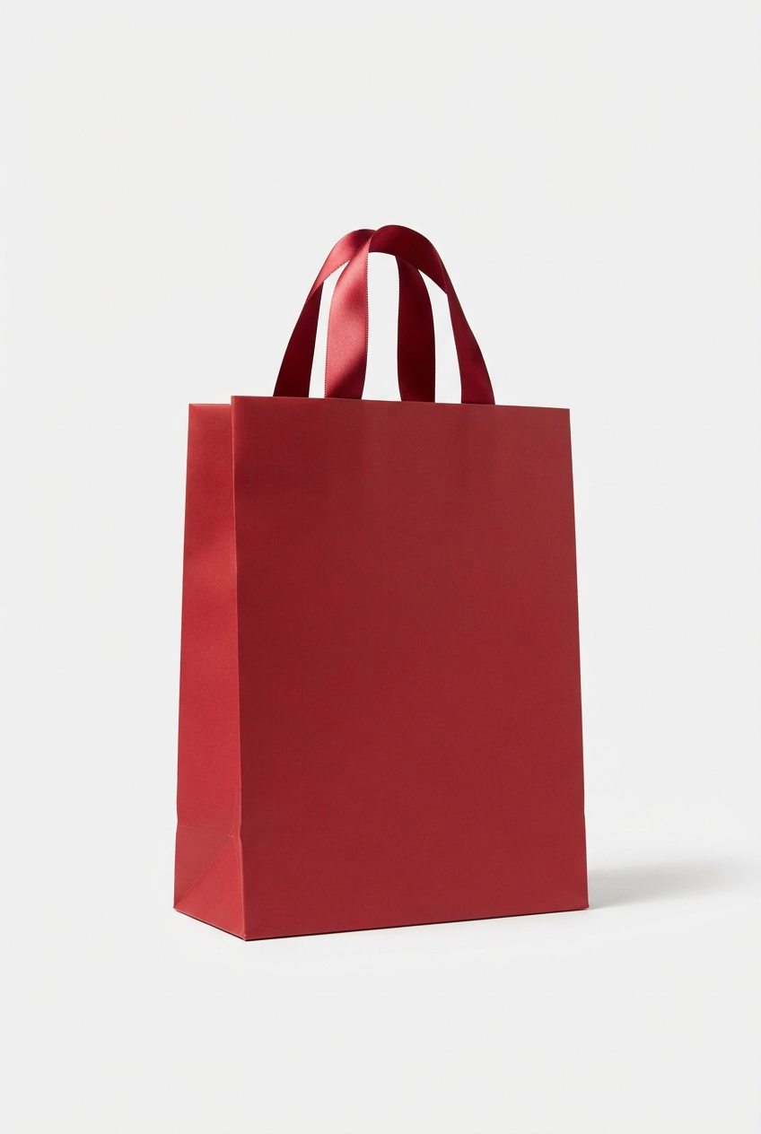 Red ribbon handle gift bag for wedding and party gifts