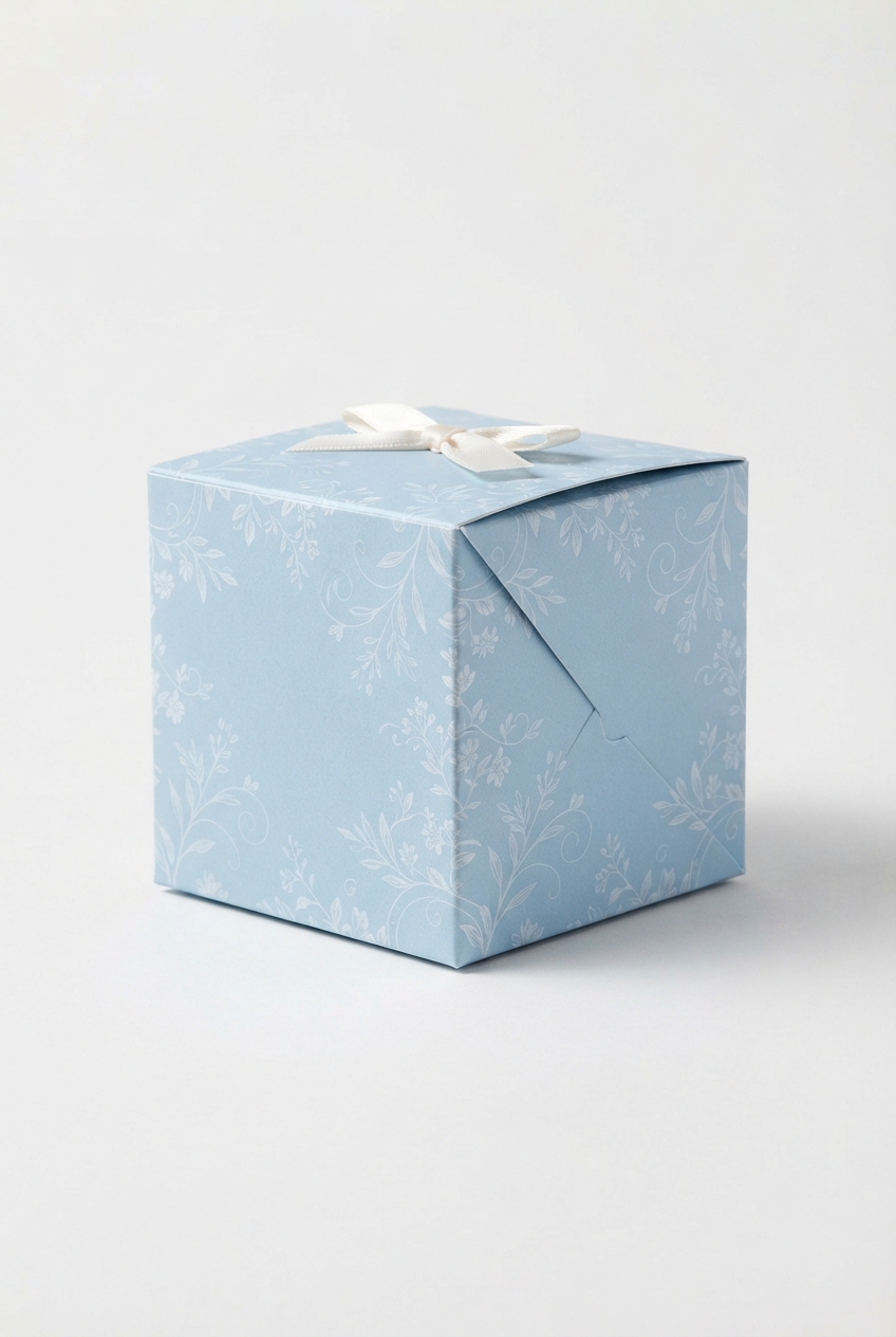 Light blue custom printed wedding favor box