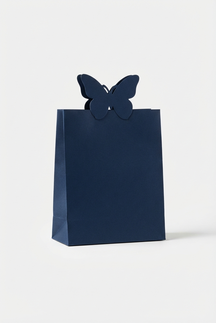 Navy butterfly handle gift bag for corporate gifting