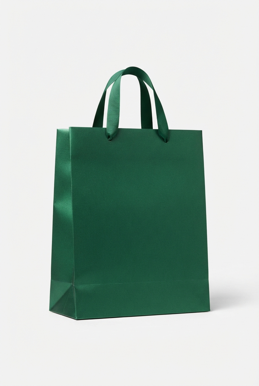Green holiday party logo gift bag for seasonal campaigns