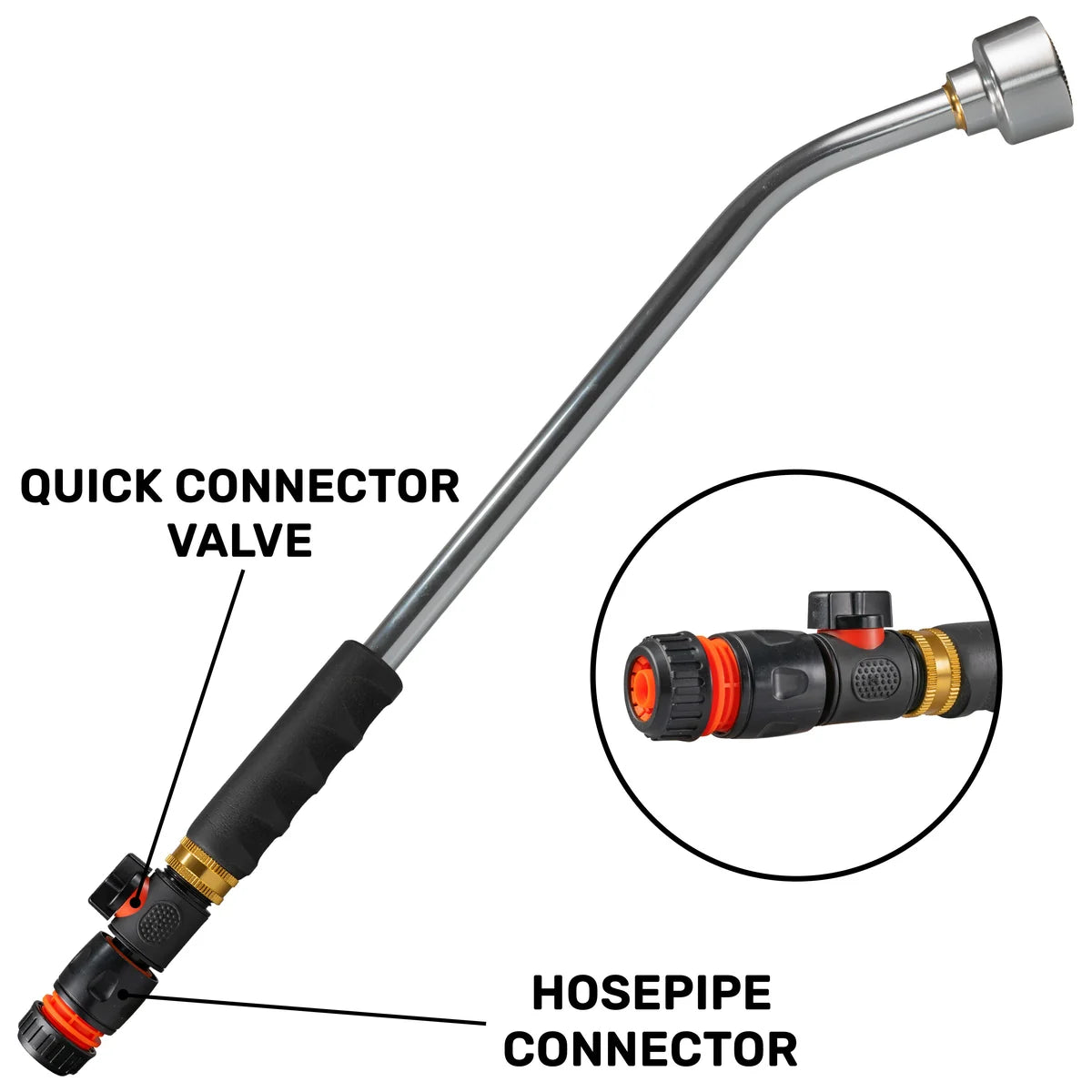 50cm Garden Watering Lance with Brass Valve and Geka Type Fitting-Bathhkroom