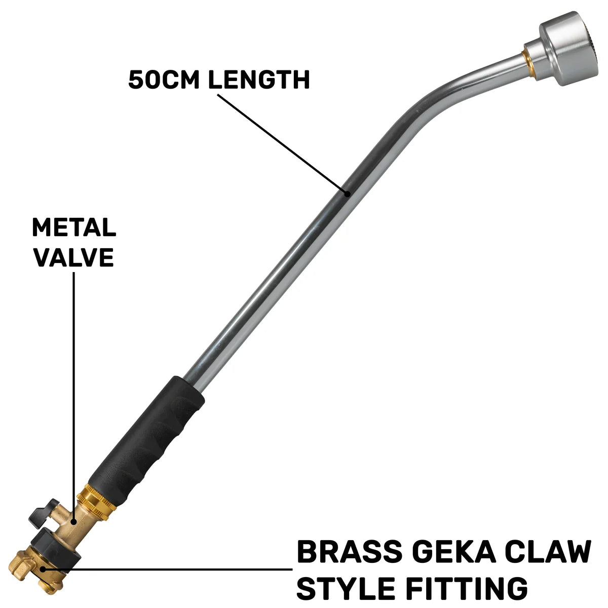 50cm Garden Watering Lance with Brass Valve and Geka Type Fitting-Bathhkroom