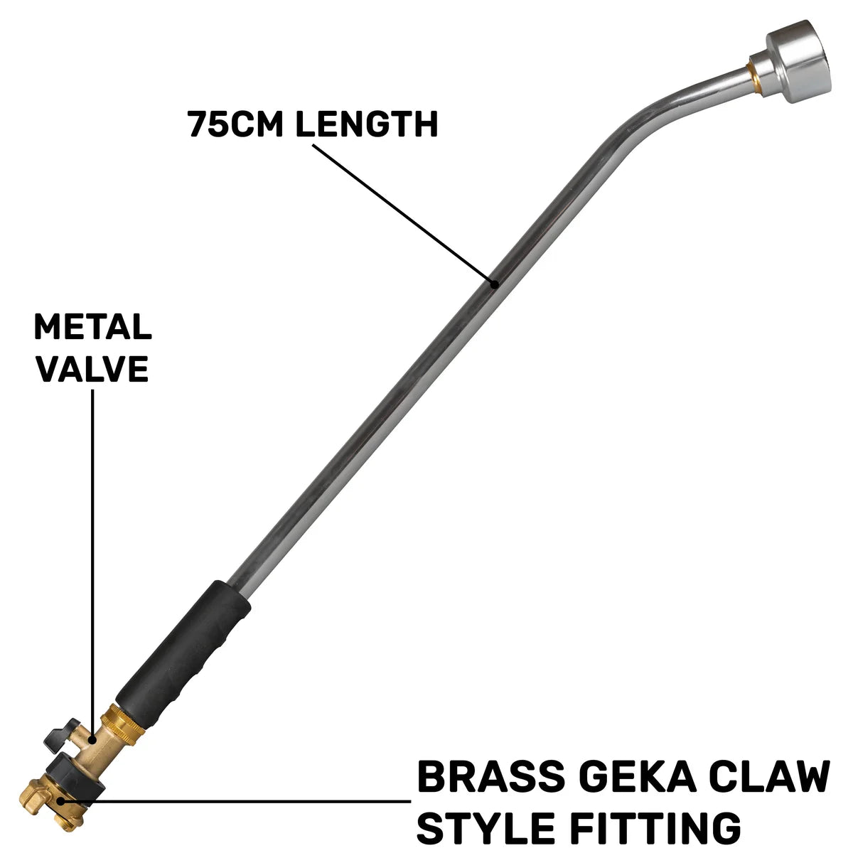 75cm Garden Watering Lance with Brass Valve and Geka Type Fitting-Bathhkroom