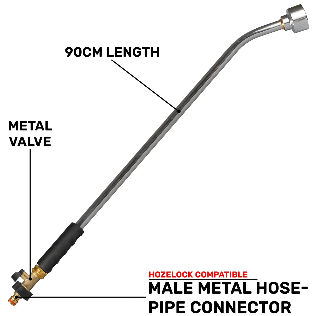 90cm Garden Watering Lance with Brass Valve and Quick Connect Male-Bathhkroom