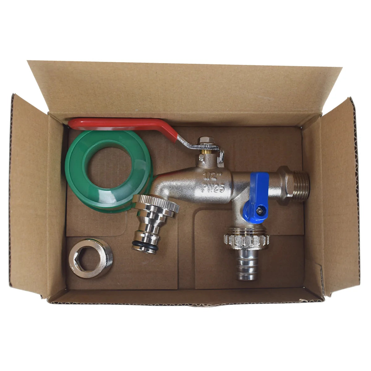 Double Lever Tap Kit with Barb/Quick Connect Outlet, 1/2" and 3/4" BSP Thread Inlet-Bathhkroom