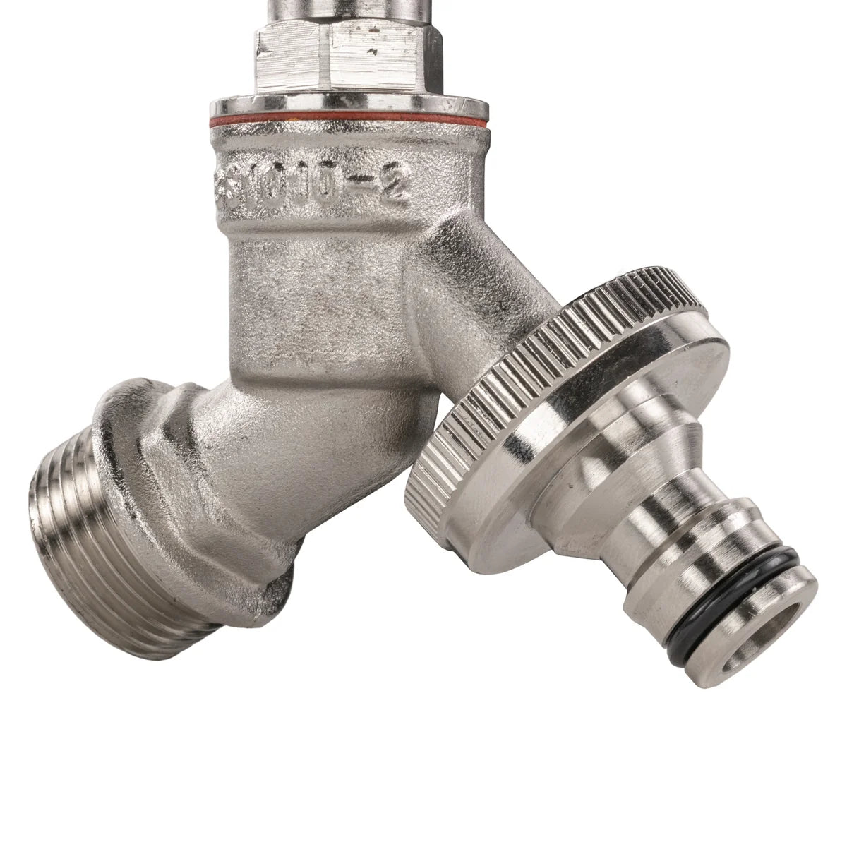 Garden Bib Tap Brass Nickle Plated 1/2" BSPM Inlet + Snap-On Male-Bathhkroom
