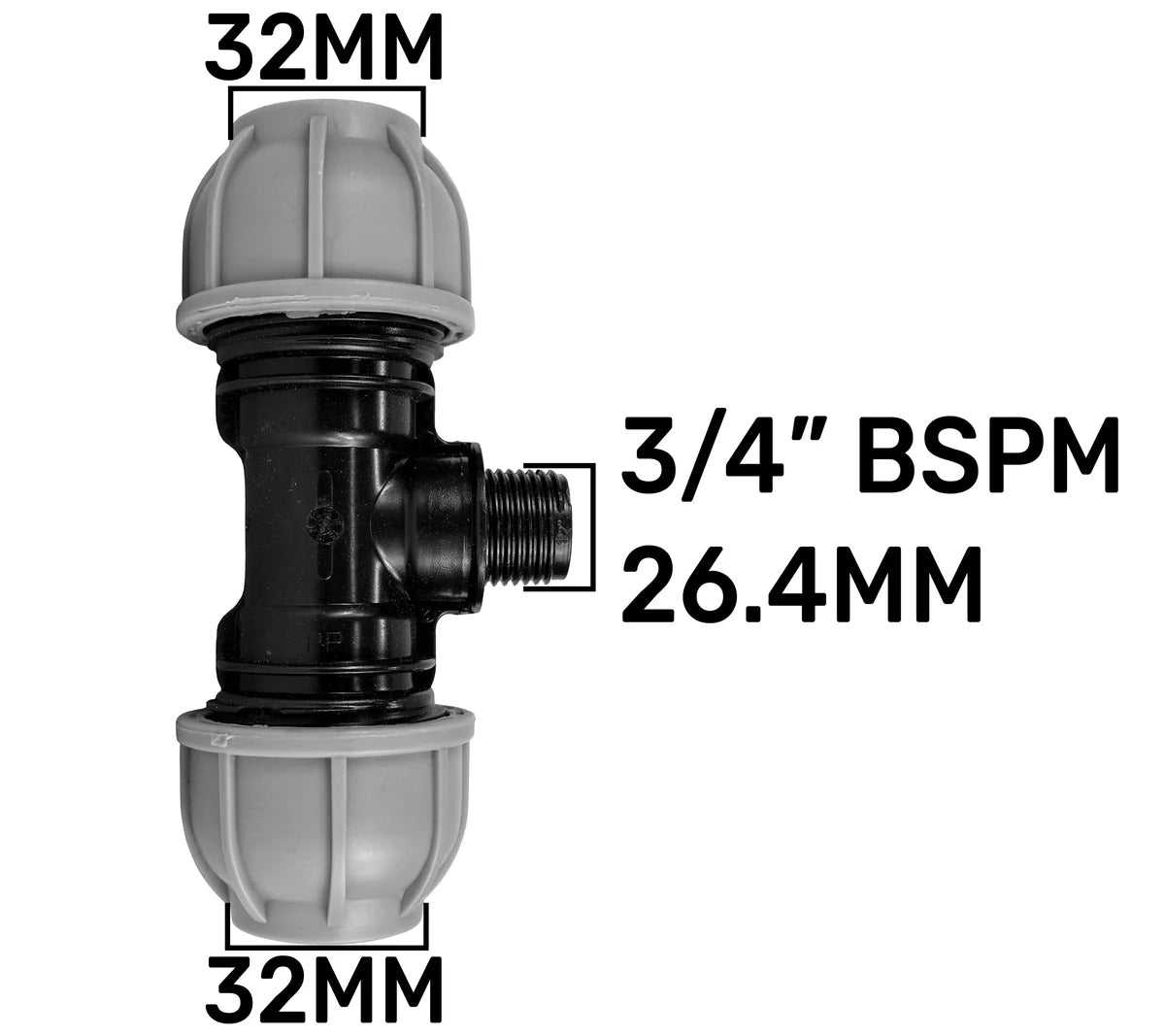 Tap Splitter with Valves and 32mm MDPE Tee/Straight Fittings Kit-Bathhkroom
