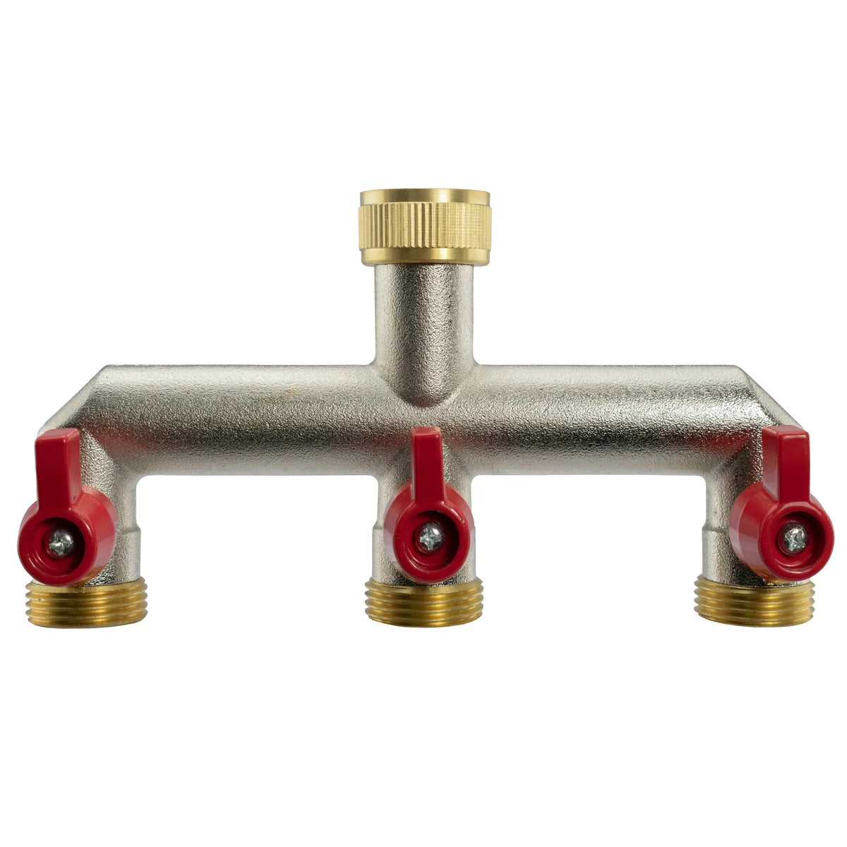Three Way Tap Splitter Brass 3/4" BSP with Quick Connect and Hose Fittings-Bathhkroom
