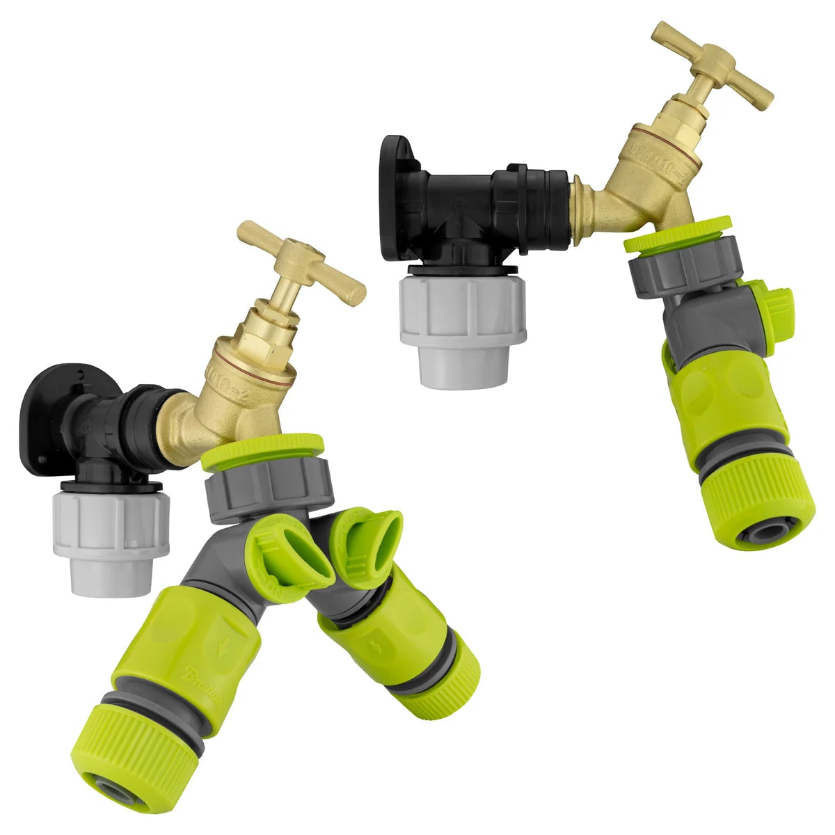 Wall Flange Kit 32mm MDPE + Brass Bib Tap + Two Way Splitter + Connectors-Bathhkroom