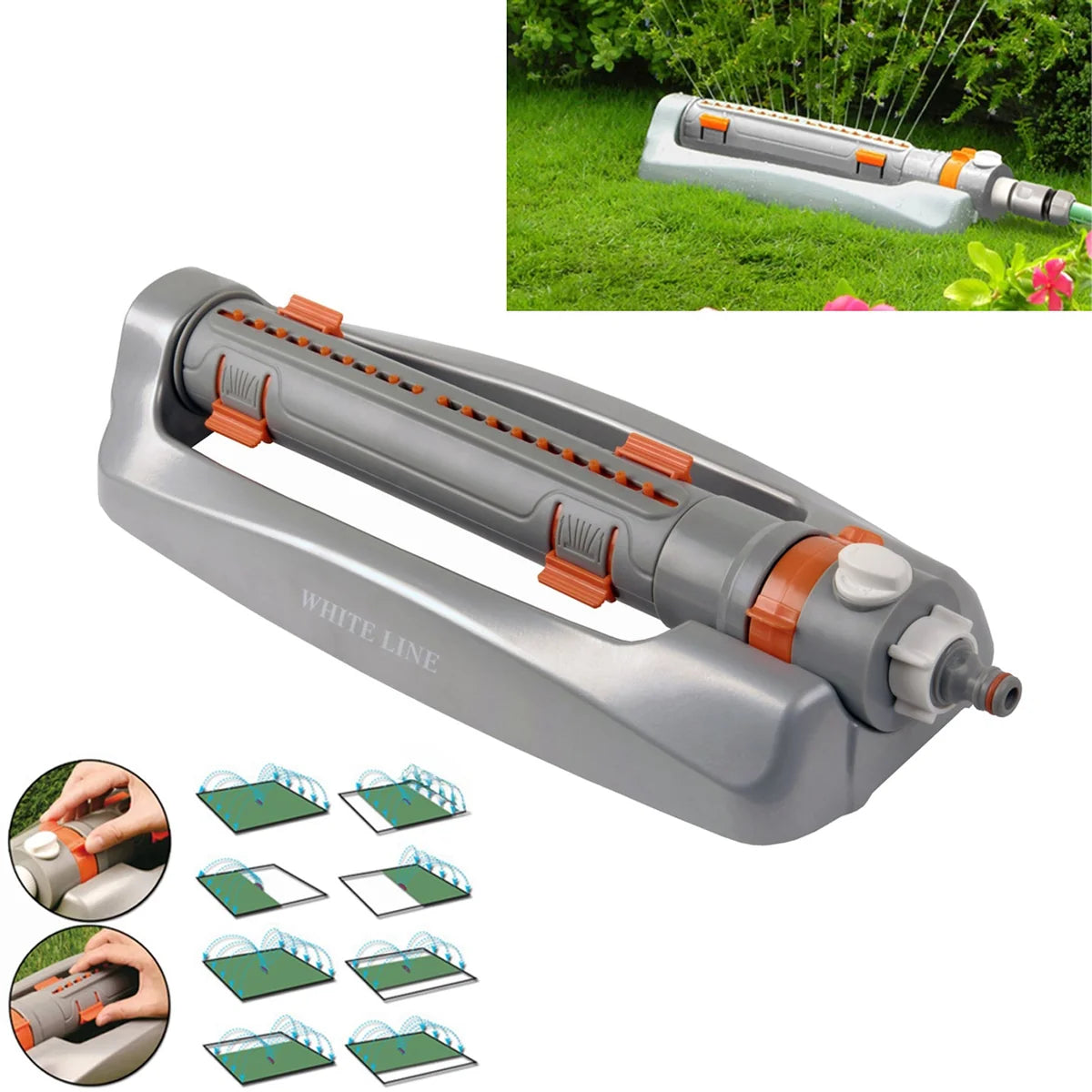 Metal Variable-Width Oscillating Sprinkler White Line-Bathhkroom