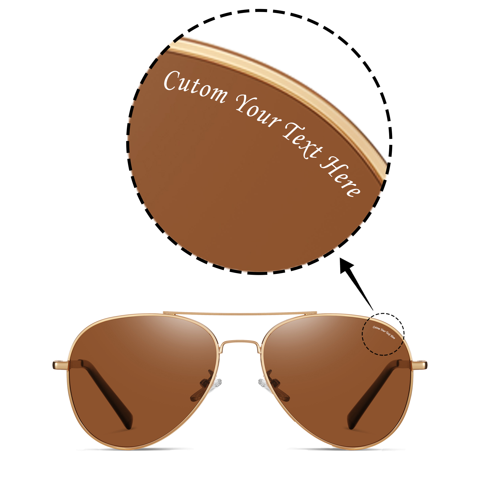 Custom Customized Personalized Classic Aviator Polarized Sunglasses for Driving/Travel/Go fishing