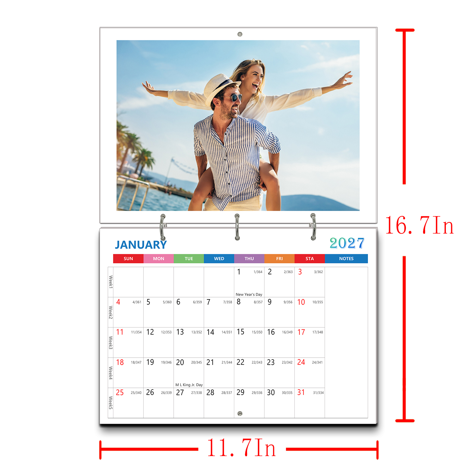Custom Photo Wall Calendar 2027, Make Your Own Personalized Calendar, Customized Calendar for Home & Office, Gifts (12 photos)