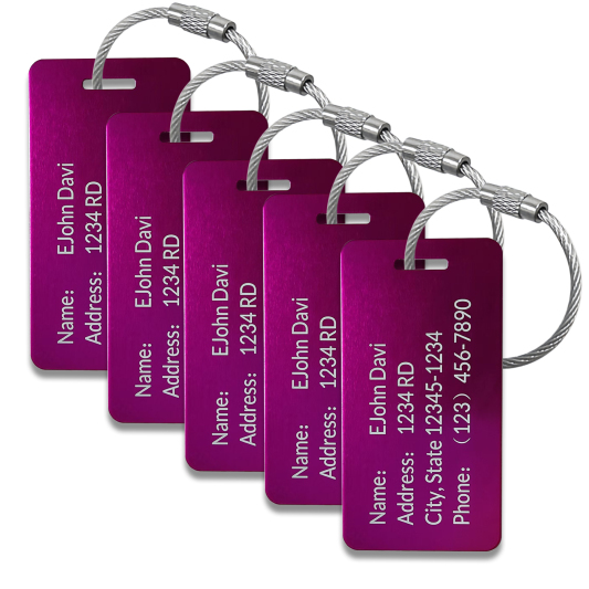 (5Pack) Custom Personalized Luggage Tags-Customized Unique tag for Suitcase Backpack Travel,Bags (Wine red (3.8×2))