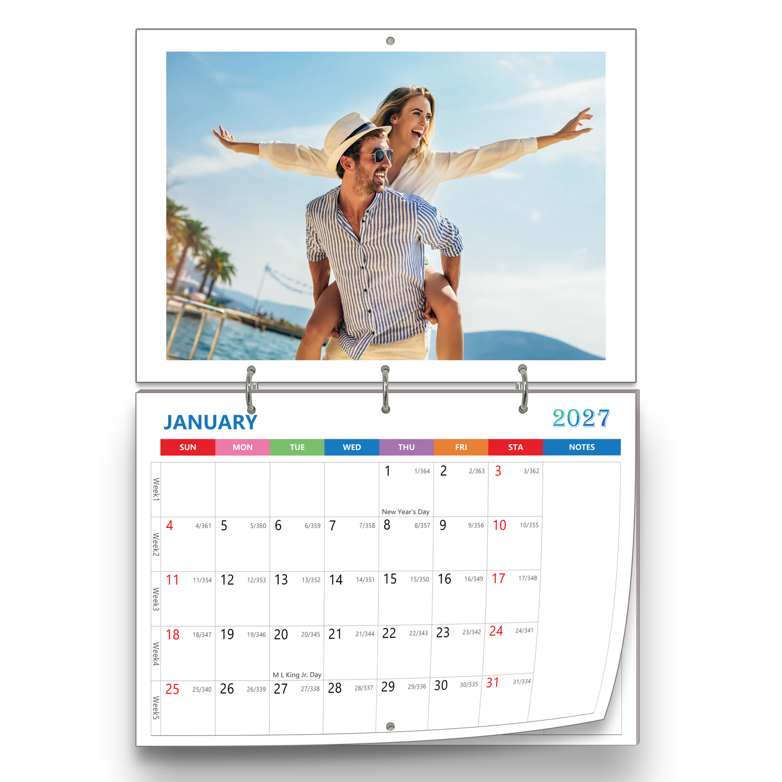 Custom Photo Wall Calendar 2027, Make Your Own Personalized Calendar, Customized Calendar for Home & Office, Gifts (12 photos)