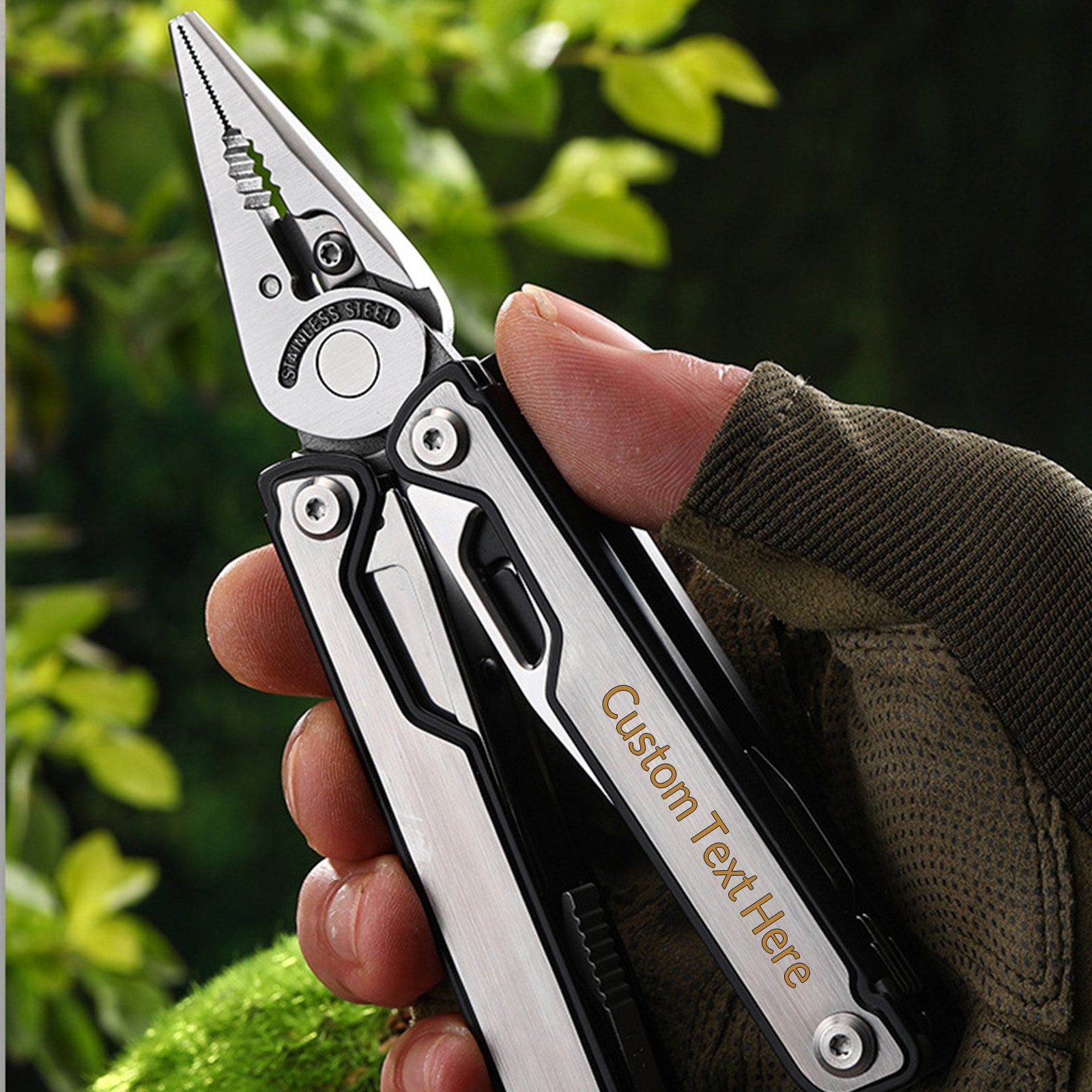 Custom Multitool 21-in-1 Stainless Steel Pocket Knife with Scissors EDC Self-locking Multi Tool Pliers for Outdoor, Survival, Camping, Hiking, Home Repair, Gadgets Gift for Men