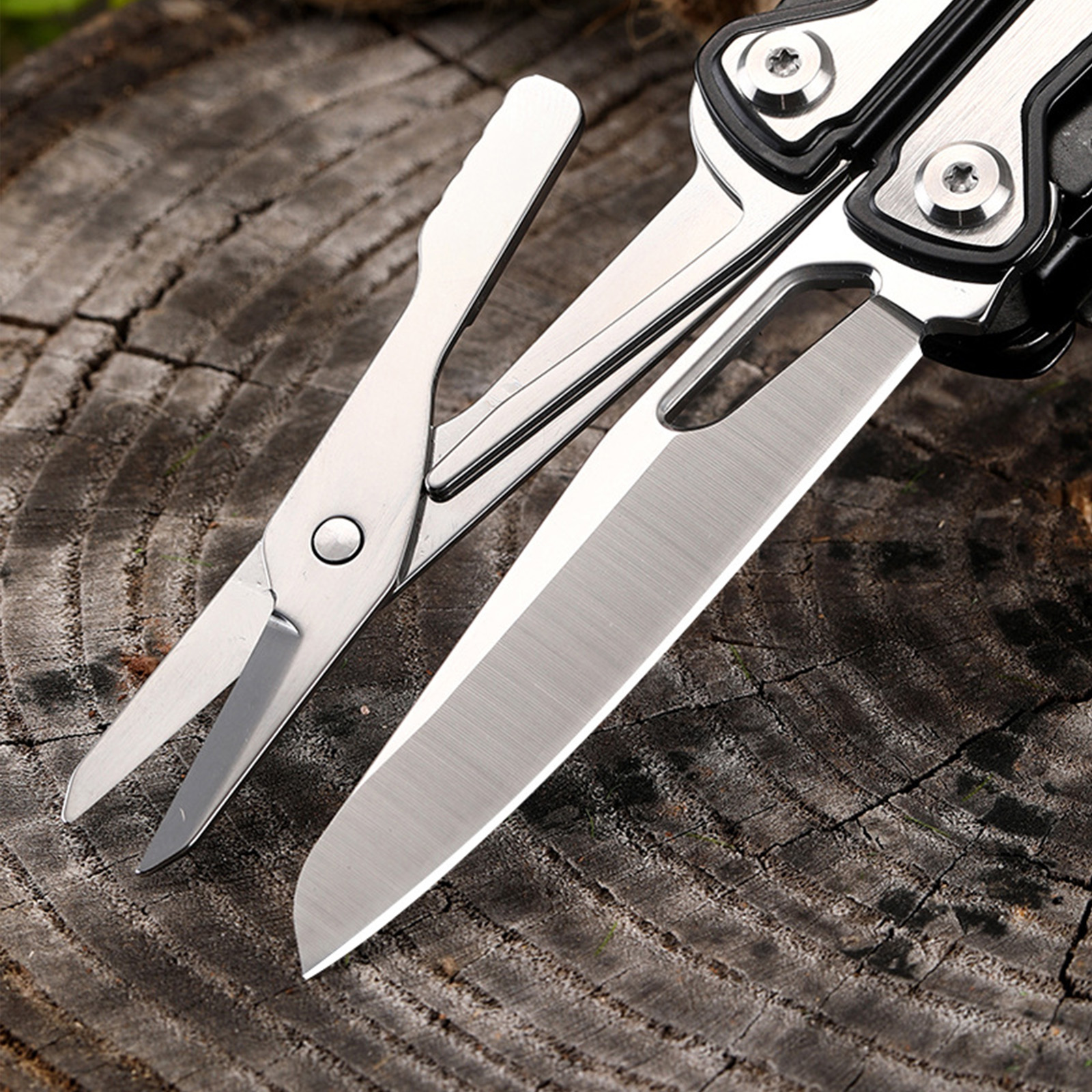 Custom Multitool 21-in-1 Stainless Steel Pocket Knife with Scissors EDC Self-locking Multi Tool Pliers for Outdoor, Survival, Camping, Hiking, Home Repair, Gadgets Gift for Men
