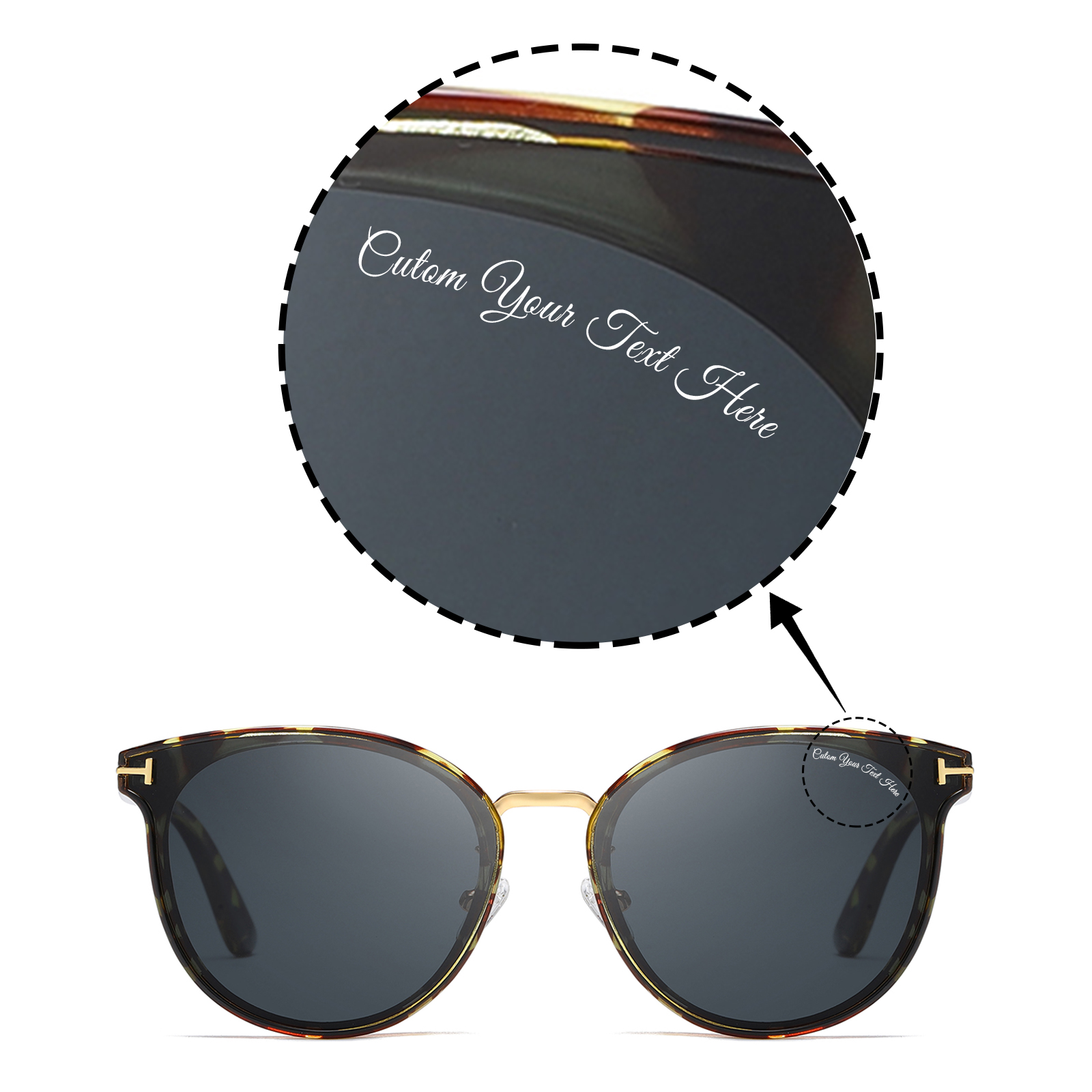 Custom Customized Personalized Classic Aviator Polarized Sunglasses for Driving/Travel/Go fishing