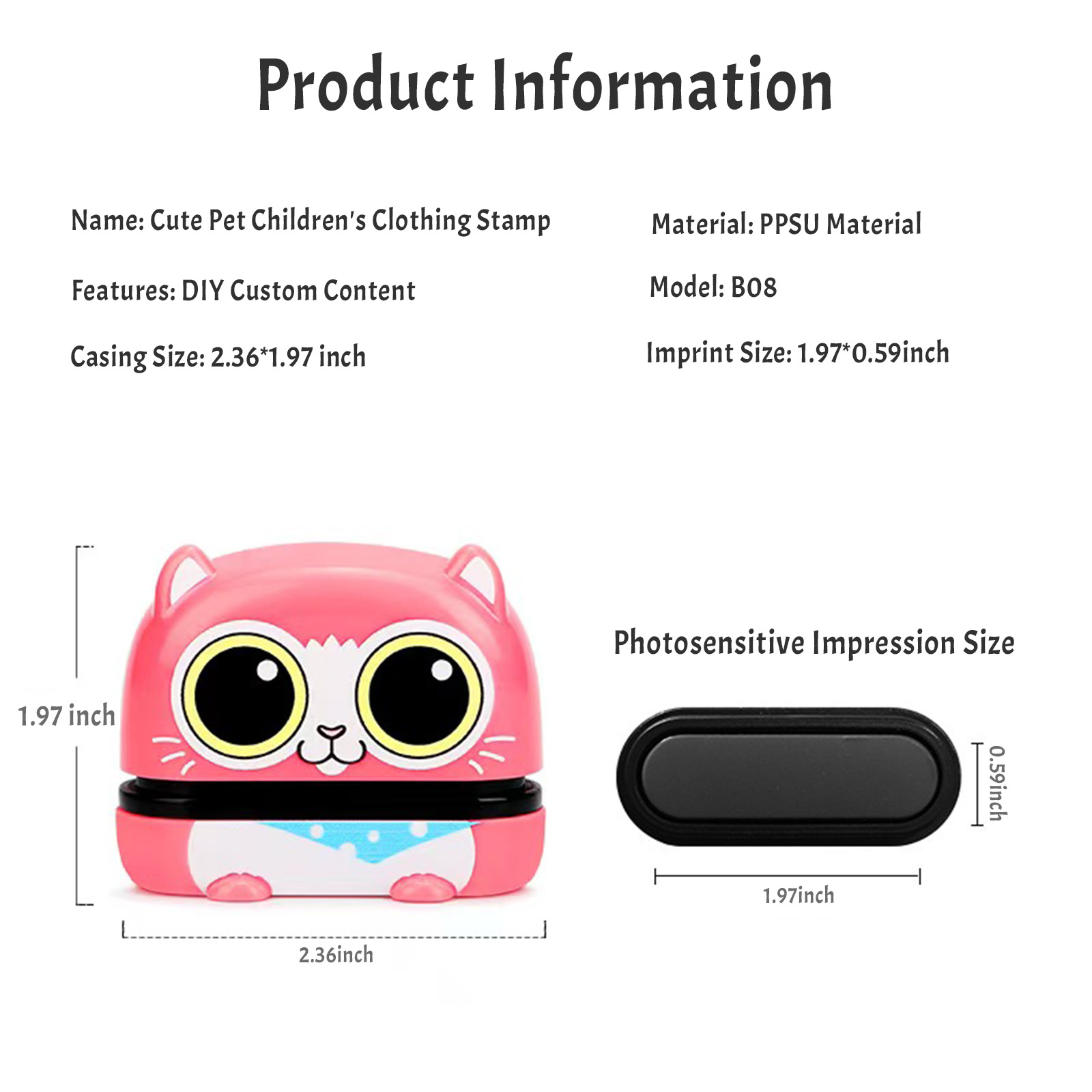 ExcelMark Clothing Name Stamp for Kids. Waterproof Ink. Perfect for Daycare, Camp, and School! (Puppy)